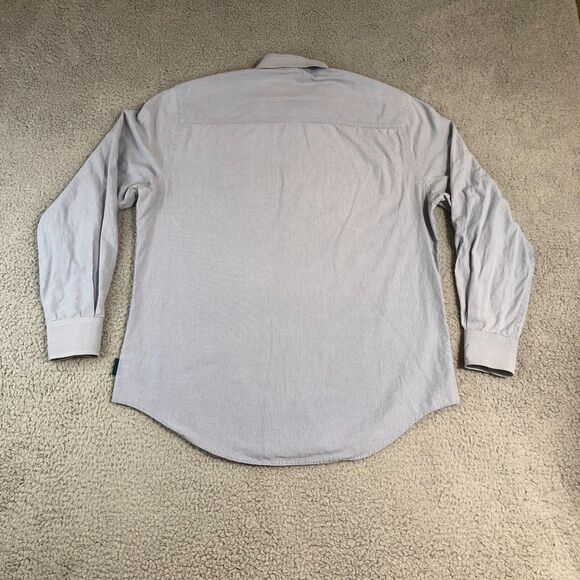 Perry‎ Ellis Shirt Mens Medium Blue Preppy Oxford Button Up Collar Long Sleeve - Picture 4 of 6